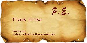 Plank Erika névjegykártya
